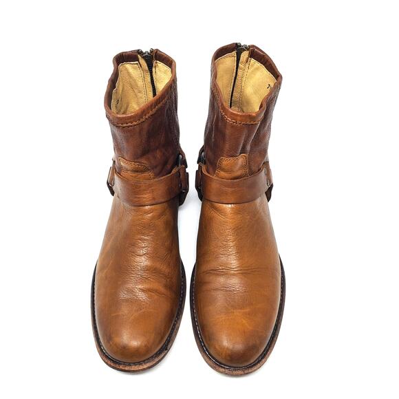 FRYE Phillip Harness Leather Ankle Boots Brown Moto Biker 76870 Size 7.5 - Picture 5 of 10